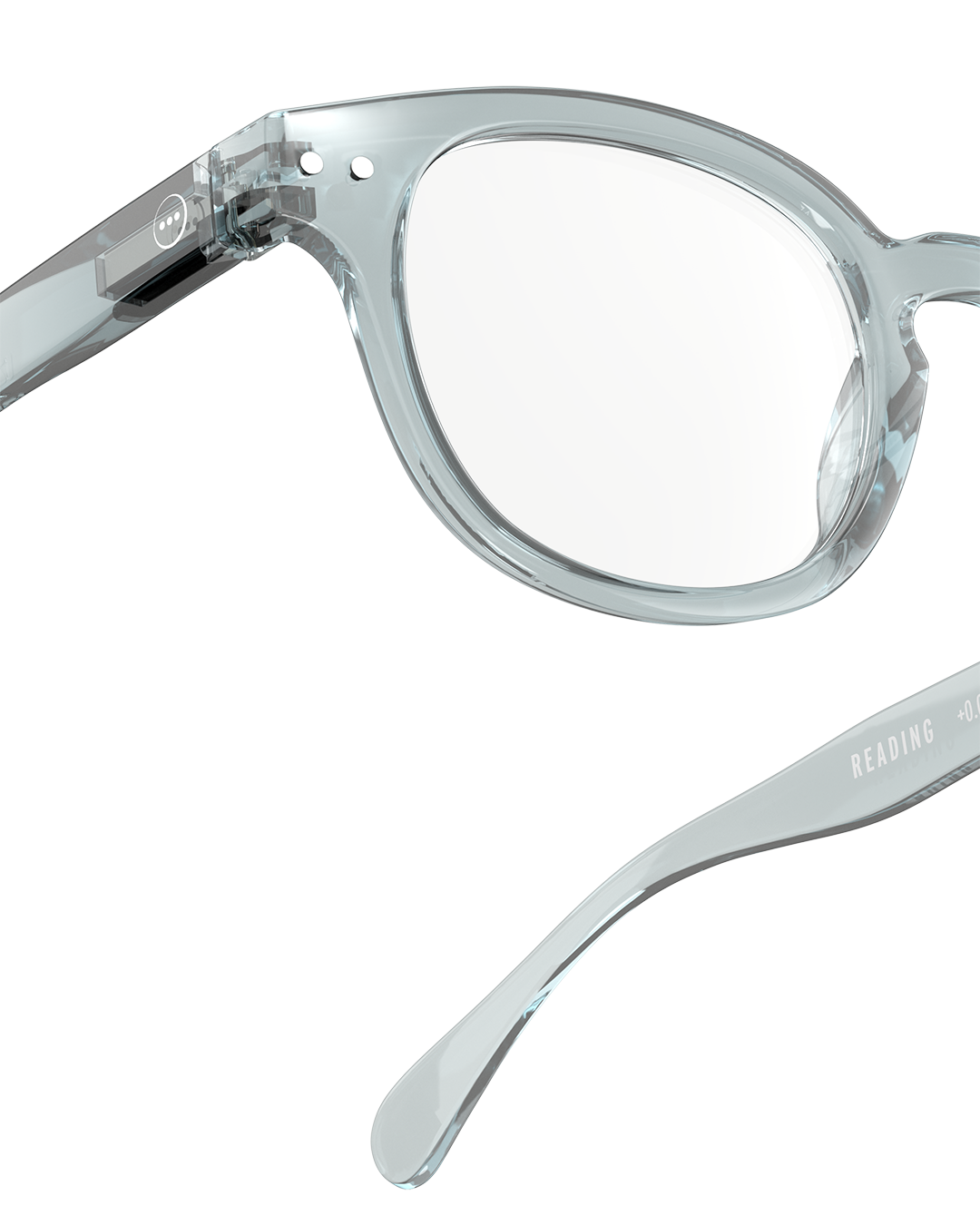 Clear eyeglasses with a white background