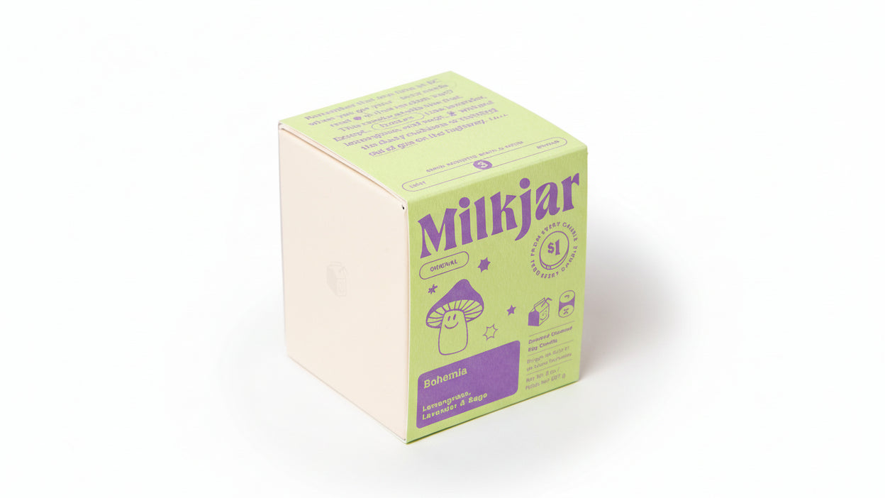 Green box with 'MilkJar' branding on a white background