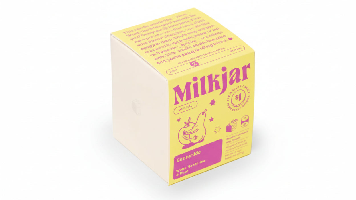Yellow box with 'Milkjar' branding on a white background