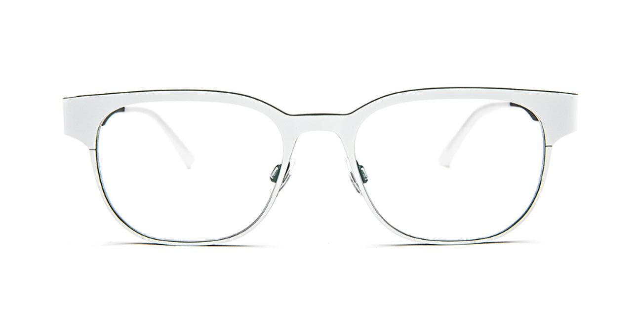 White Bevel eyeglasses on a white background