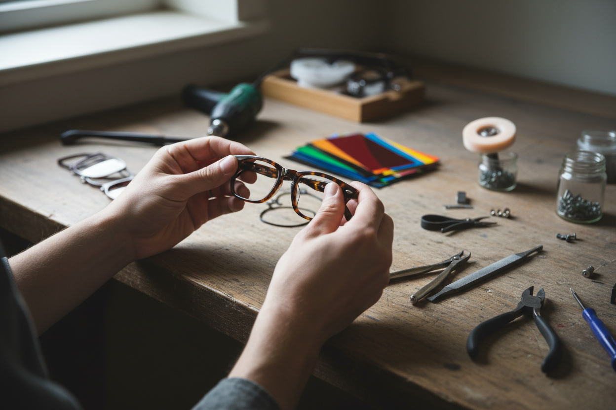 no ring on their hand, make it more obvious anout eyeglasses